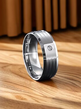 时尚钛钢戒指镶钻个性