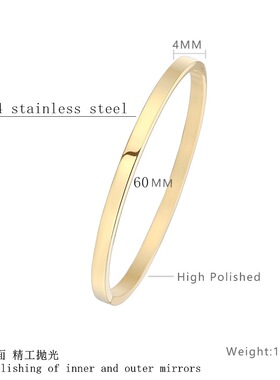 跨境欧美热销4mm6mm开口卡扣素圈不锈钢手镯女 约时尚手饰品批发