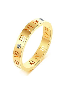 情侣戒指女罗马数字镶锆石戒指