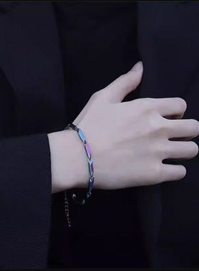 潮流男士钛钢手链淬火竹叶链