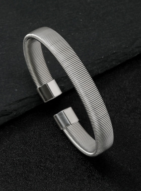 弹簧手镯时尚个性竖条纹