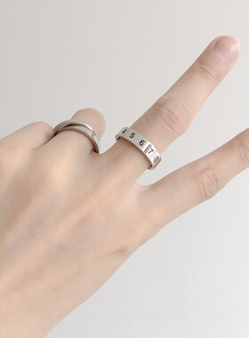 跨境爆款钛钢戒指 个性数字时尚情侣戒指手饰品希音temu货源