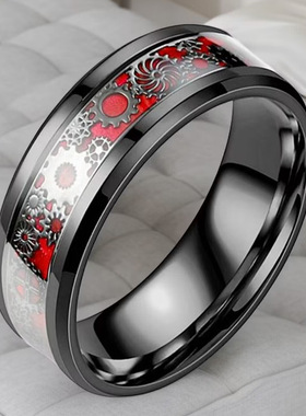 个性齿轮年轮时尚戒指