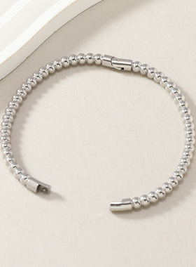 简约百搭圆珠颗粒感O形卡扣手镯