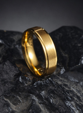 钛钢戒指6mm宽台阶沙面哑光