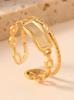 欧美时尚流行不锈钢饰品 简约个性油压双线连口开口钛钢戒指情侣