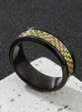 简约碳纤维多色钛钢戒指