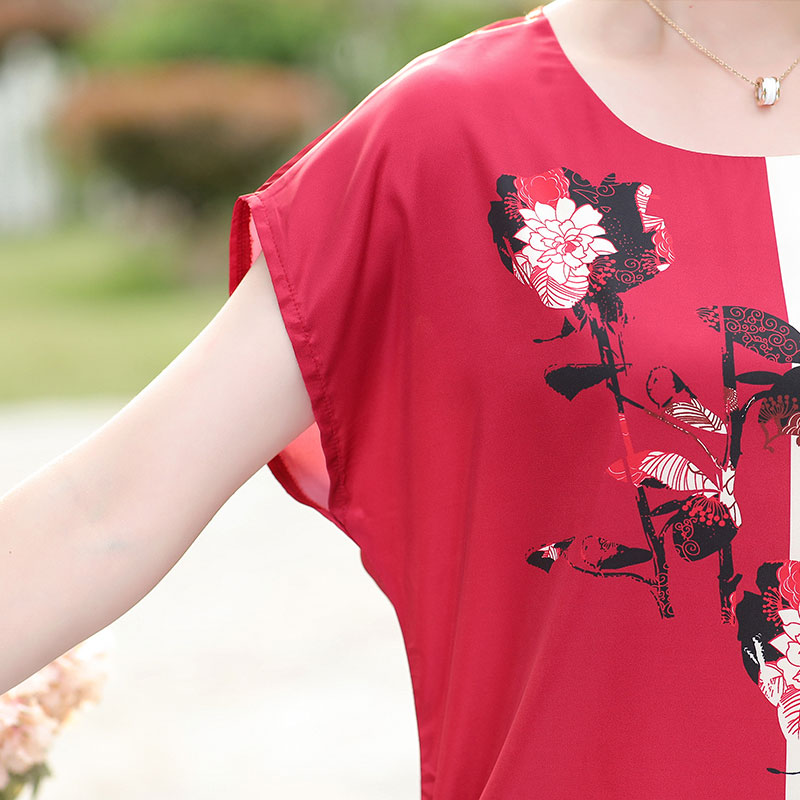 巴宝兹旗舰店夏装新款中年女士时尚短袖两件套中老年妈妈装夏季清爽透气套装3