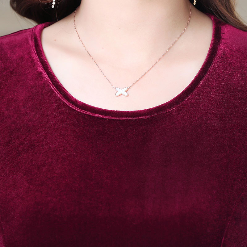 巴宝兹旗舰店中年女士气质长裙中老年妈妈装春秋装长袖时尚纯色长款连衣裙3