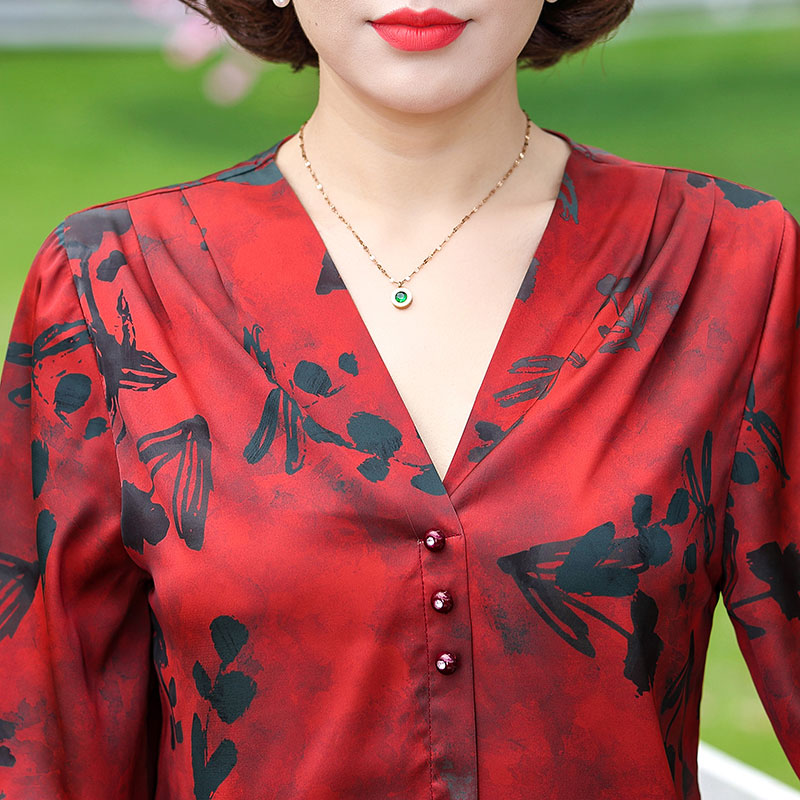 巴宝兹旗舰店40-50岁中年妈妈装夏装新款上衣裤子两件套中老年女装气质套装3