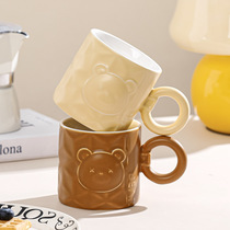 Relief Small Bear Cups Ceramic Mark Cup Lovers High Face Value Home Cute Water Glasses Office Milk Coffee Cup