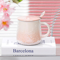 Pearl Glaze High Face Value Water Cup Cartoon Rabbit ceramic cup lovers Home Mark cup with lid spoon Coffee cup