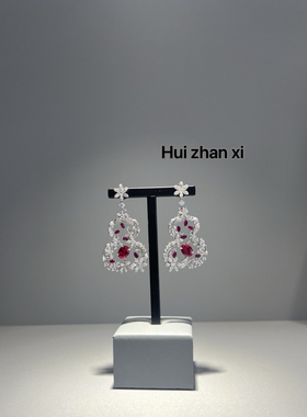 Hui zhanxi  培育红宝国风设计款葫芦耳钉，项链套装