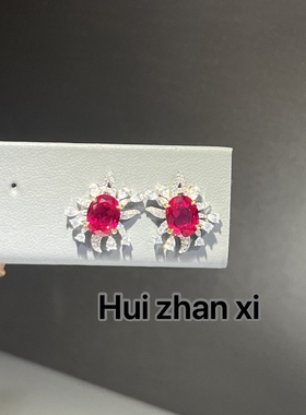 Hui zhanxi 培育红宝八爪鱼2024新款爆款设计款奢华耳钉 项链套装