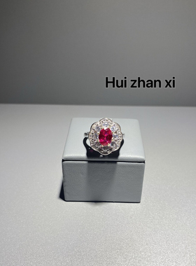 Hui zhanxi 培育红宝鸽血红蕾丝设计经典款戒指