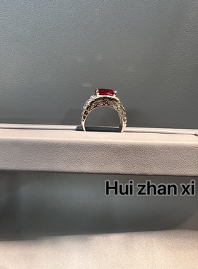 Hui zhanxi培育红宝鸽血红加宽戒臂高端时尚款戒指
