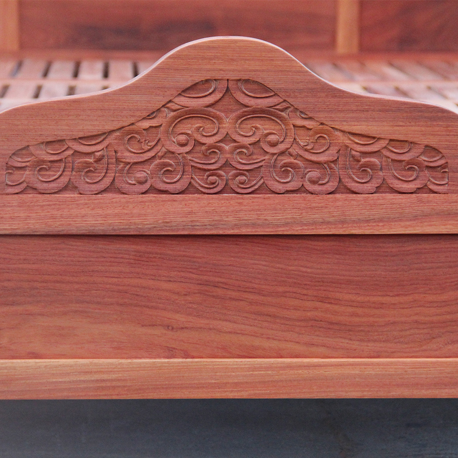 新中式苏梨实木家具大气缅甸花梨床头柜大果紫檀祥云婚庆大雕花床 - 图1