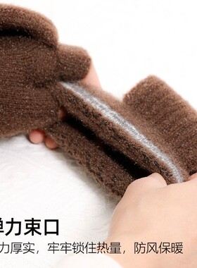 跨境手套男女秋冬天翻盖半指半掌保暖防风时尚通勤写字高中生露指