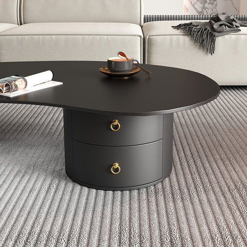 意式岩板茶几异形抽屉轻奢简约现代客厅家用创意不规则小户型茶桌 - 图3