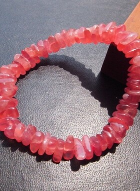玫瑰冰种红纹石随形手链