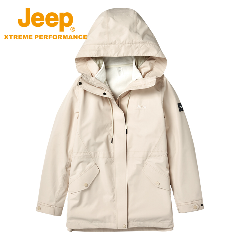 Jeep户外冲锋衣男女款三合一可拆卸两件套防风防水加厚定制外套潮 - 图0