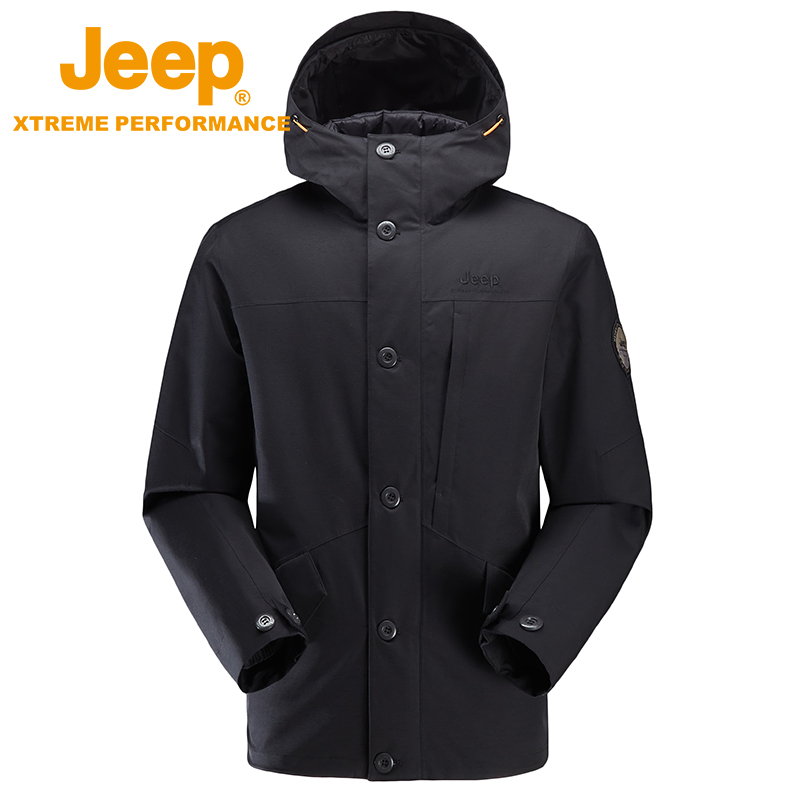 Jeep吉普秋冬新款羽绒服男户外加厚保暖鸭绒外套大码工装冲锋衣