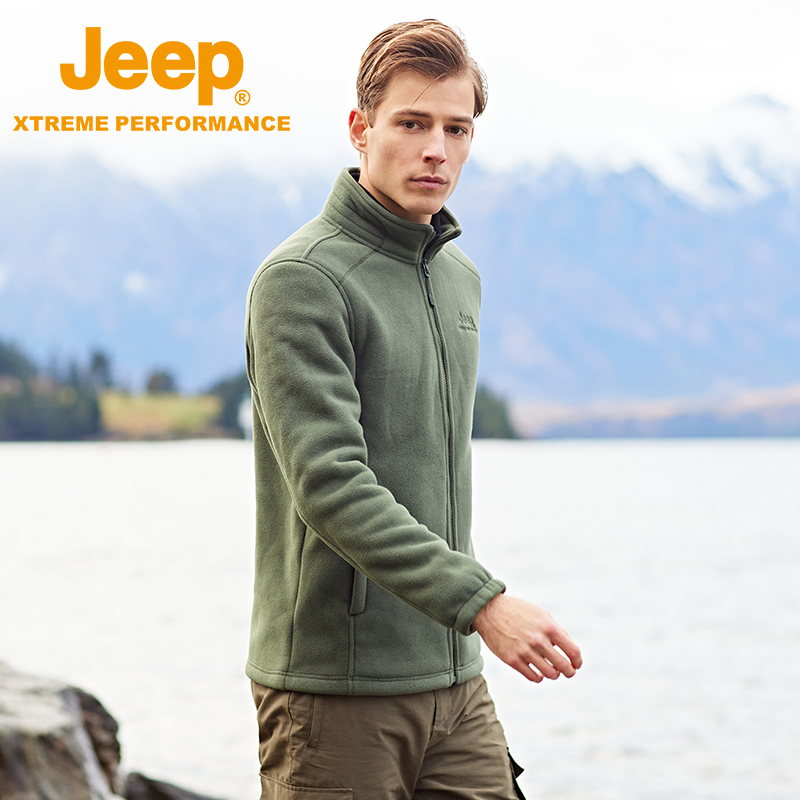 Jeep吉普抓绒衣男士运动开衫外套内胆摇粒绒秋冬保暖官方绒衣卫衣