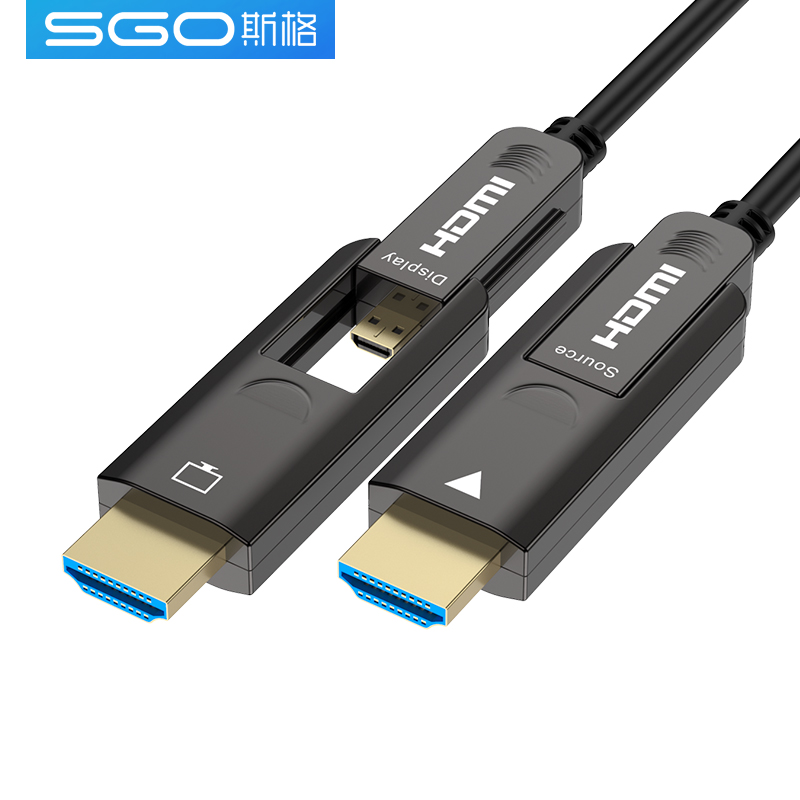 斯格穿管光纤hdmi2.0线4K大小双头穿管2.1版8K发烧级HDR电脑PS5高清线hdmi转dvi预埋线铠装工程布线投影仪 - 图0