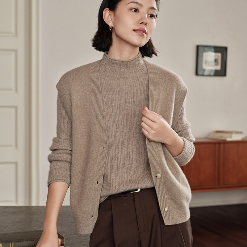 秋冬新款V领羊绒背心100纯山羊绒衫毛衣针织开衫马甲外搭加厚坎肩,淘宝优惠券,粉丝福利购,淘宝优惠卷