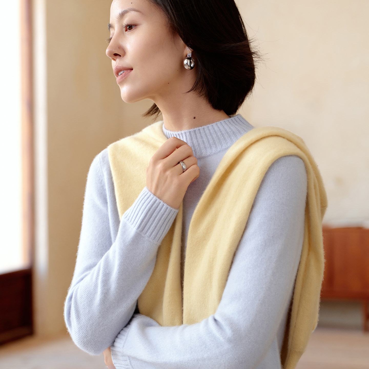 康塞妮半高领加厚羊绒衫女100纯山羊绒毛衣秋冬新款宽松针织打底,淘宝优惠券,粉丝福利购,淘宝优惠卷