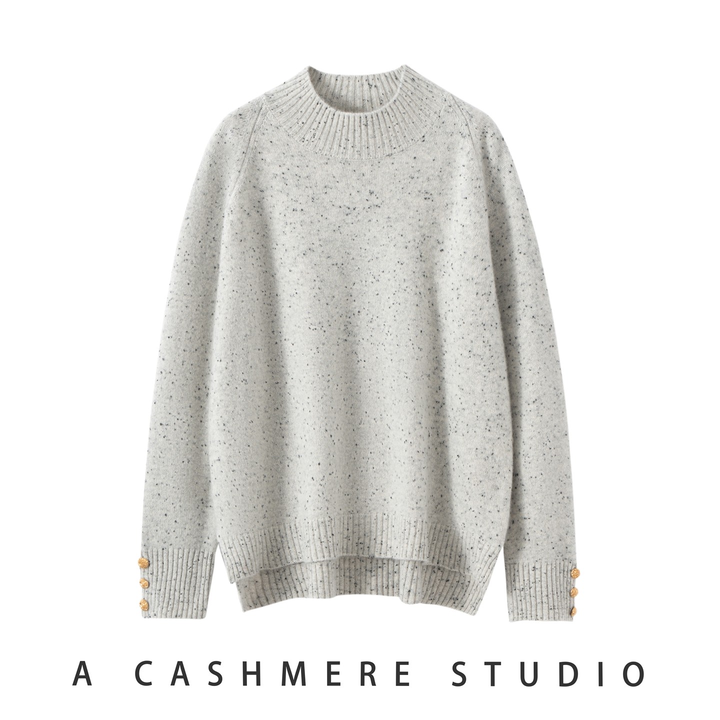 彩点纱100%山羊绒加厚针织衫女半高领前短后长宽松慵懒风打底上衣,淘宝优惠券,粉丝福利购,淘宝优惠卷