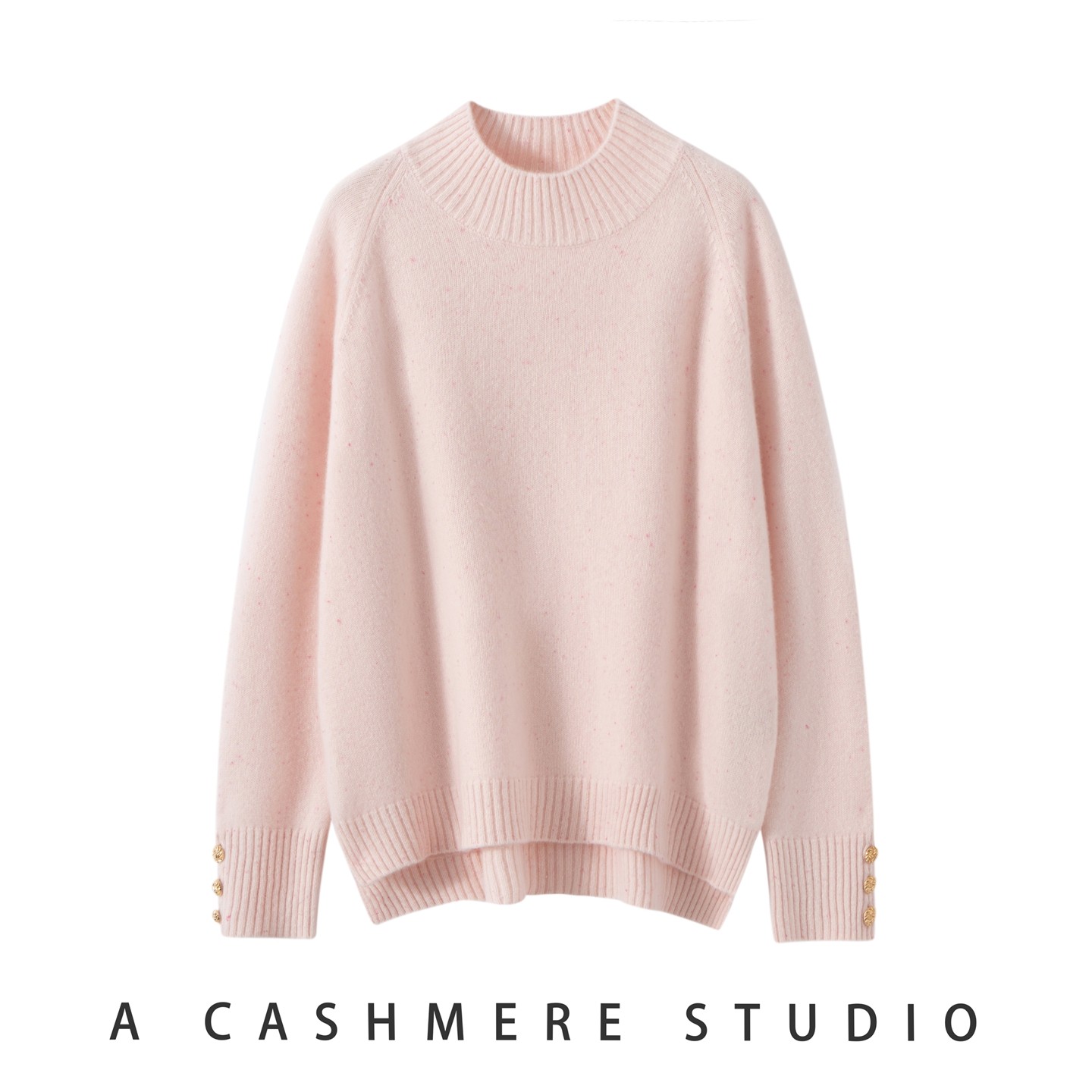 彩点纱100%山羊绒加厚针织衫女半高领前短后长宽松慵懒风打底上衣,淘宝优惠券,粉丝福利购,淘宝优惠卷