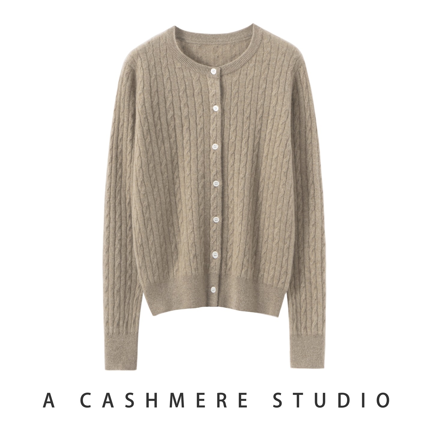 2025秋冬新款100%山羊绒圆领针织开衫纯色宽松外搭长袖上衣女毛衣,淘宝优惠券,粉丝福利购,淘宝优惠卷