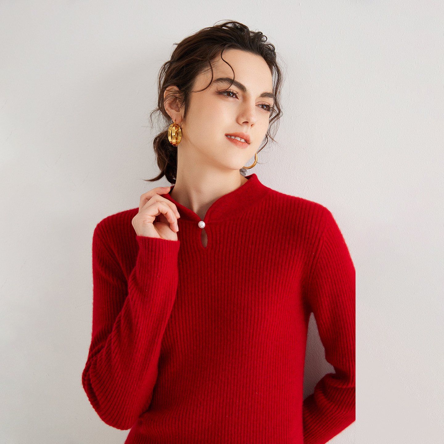 25新款秋冬100%山羊绒女半高领新中式针织套头宽松百搭毛衣打底衫,淘宝优惠券,粉丝福利购,淘宝优惠卷