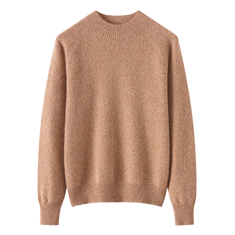 2025秋冬新款无缝100%纯山羊绒衫女半高领加厚宽松花纱百搭针织衫 - 图3