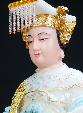 汉白玉天上圣母保平安妈祖神像