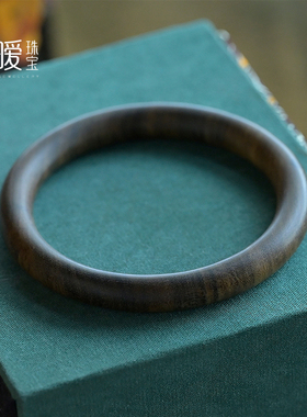 绿檀木手镯古风圆条女饰品