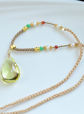 天然黄水晶吊坠水滴款女朋友礼物