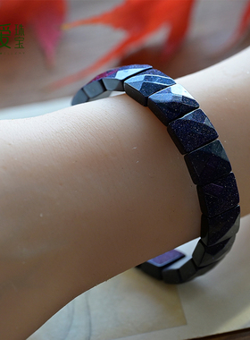 星空蓝砂石手串刻面手牌少女款