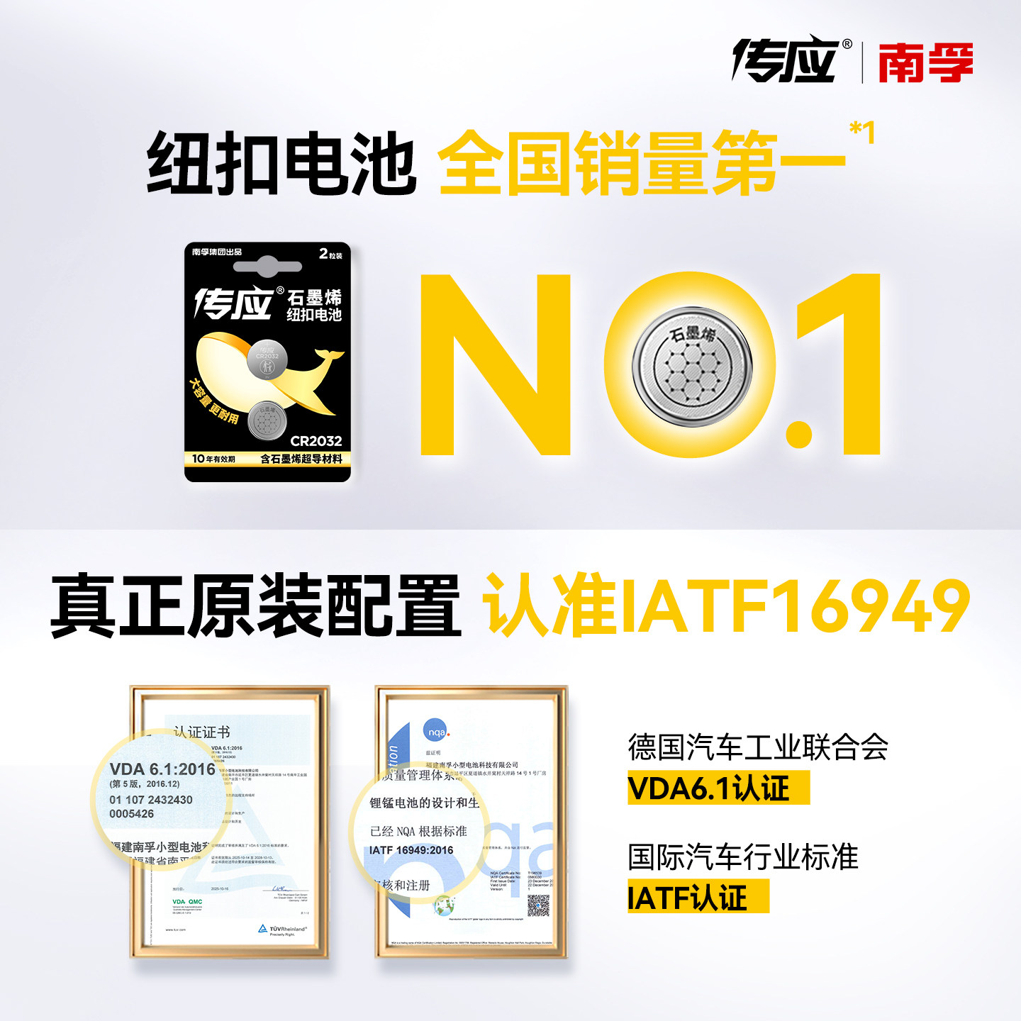 南孚传应石墨烯CR2032纽扣电池汽车钥匙适用于现代别克本田起亚雪佛兰丰田奥迪大众遥控器锂电池3V型号大容量,淘宝优惠券,粉丝福利购,淘宝优惠卷