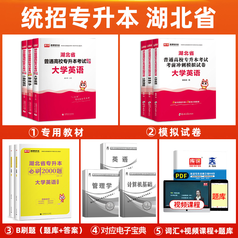 2024年湖北省普通高校统招专升本考试教材 大学英语必刷2000题全日制在校生计算机管理学历年真题试卷 专接本专插本专转本复习资料