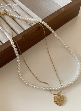 白鹿同款双层叠戴珍珠项链