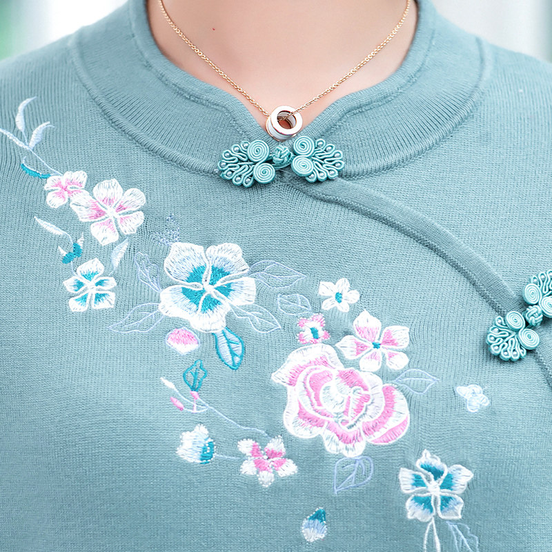 妈妈秋装针织小衫50岁长袖洋气毛衣 芬迪丹奴中老年女装