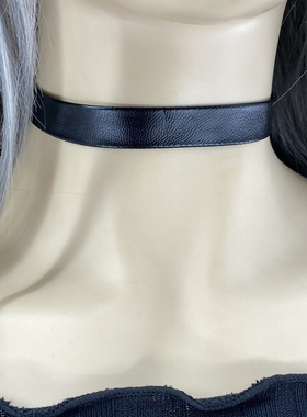 choker黑色PU皮质颈环项链