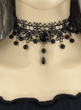 洛丽塔低领配饰项链女锁骨蕾丝脖子饰品黑色颈带项圈颈饰颈链装饰