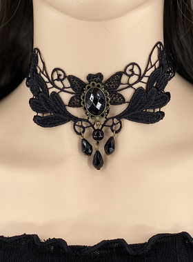 流苏网红脖子项链女蕾丝短款饰品黑色项圈颈带装饰颈链锁骨链配饰