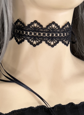 简约蕾丝遮疤锁骨项链女
