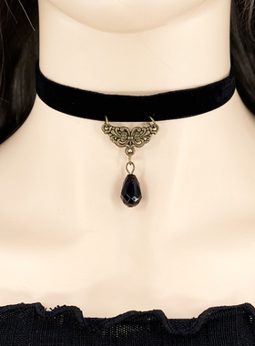 暗黑系choker项链女黑绳锁骨链短款脖子饰品颈带黑色丝绒颈链项圈