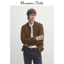 Autumn Winter new MassimmoDutti mens clothing 2023 new leisure tooling wind opening bag decorated suede leather pilot leather jacket 03308268753