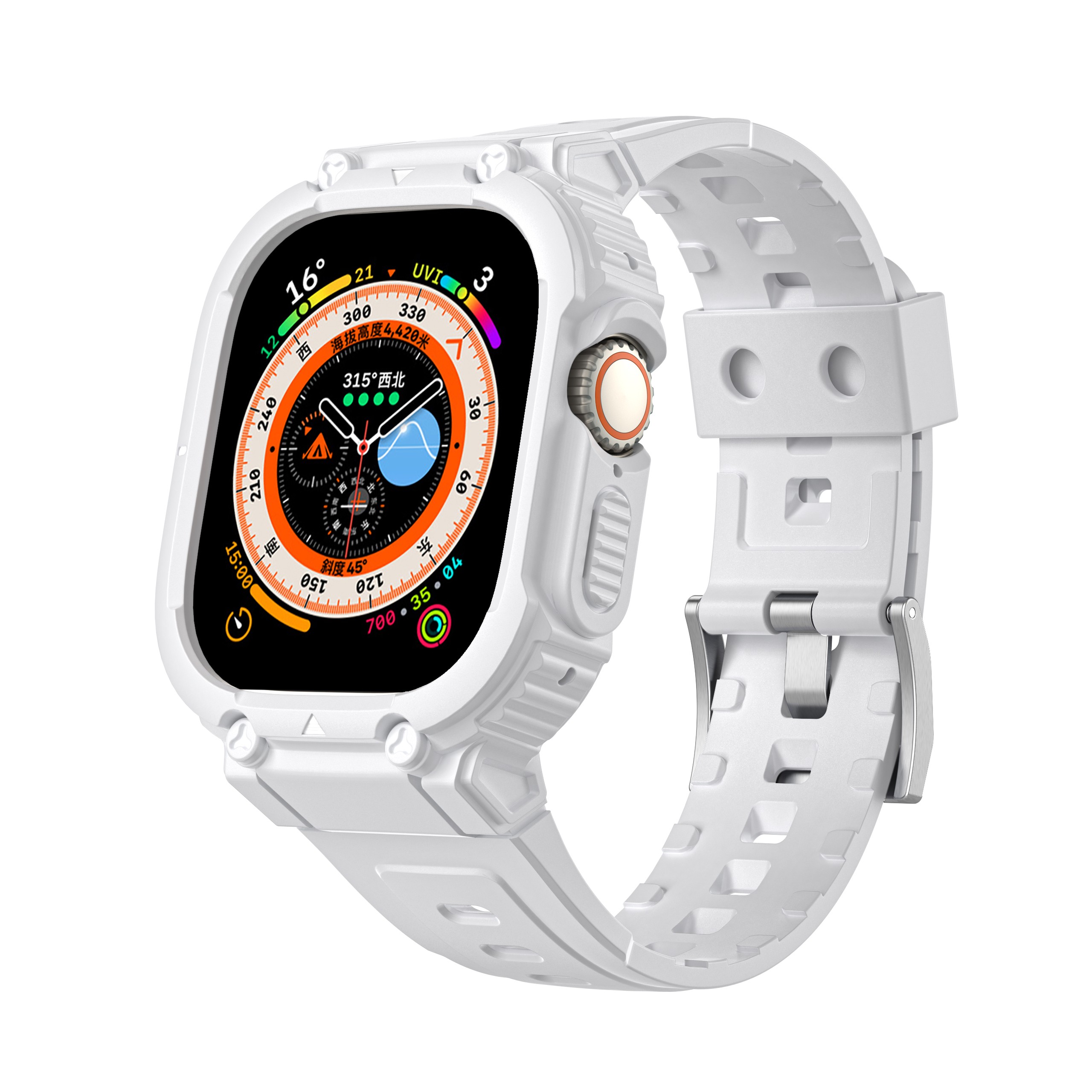 适用苹果手表apple watch9/8/7表带iwatch6/5/4代S9一体式se保护壳ultra硅胶s8男女款SE智能s7配件s6手表带-图1